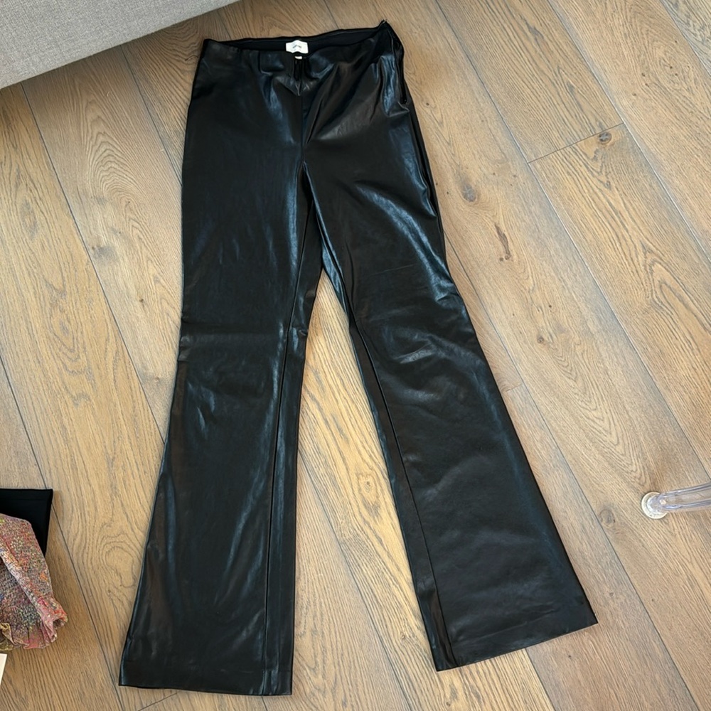 Aritzia, leather flare pants, good quality, stretchy chic